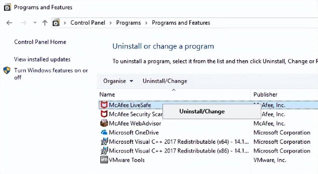 如何在Windows10中卸载McAfee防病毒软件？-第3张图片-嘻嘻笔记