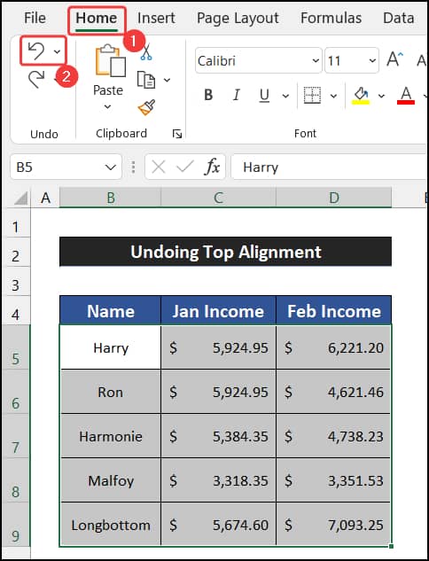 如何在 Excel 中进行顶部对齐（4 种快速方法） -第13张图片-嘻嘻笔记