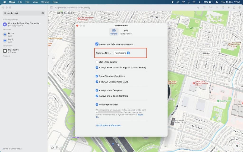 如何在Apple Maps和Google Maps中的英里和公里之间切换？-第5张图片-嘻嘻笔记