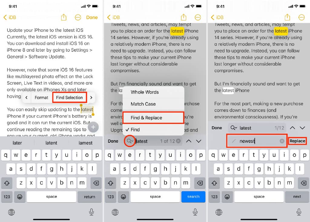 如何在 iOS 16 的 iPhone 的备忘录应用程序中使用查找和替换文本？-第3张图片-嘻嘻笔记