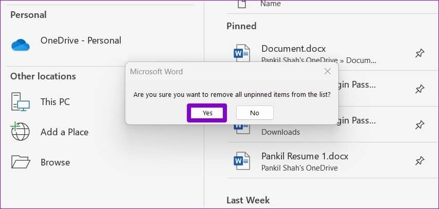 如何清除或禁用 Microsoft Word 中最近使用的文档列表-第6张图片-嘻嘻笔记