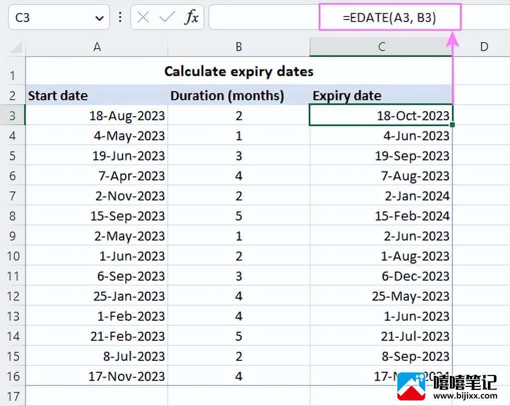 如何通过示例在 Excel 中使用 EDATE 函数-第6张图片-嘻嘻笔记