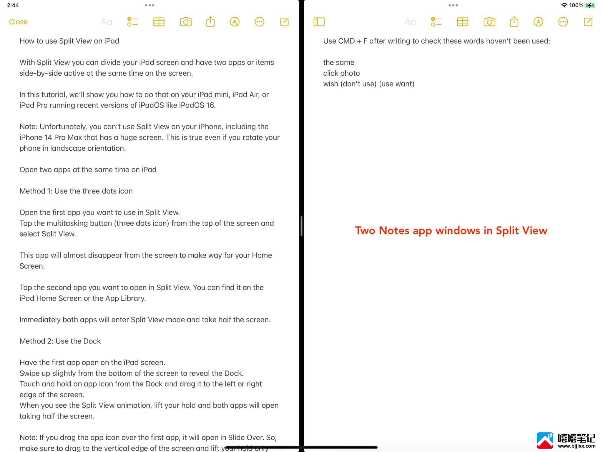 如何在 iPad 上使用 Split View 并并排使用两个应用程序-第13张图片-嘻嘻笔记